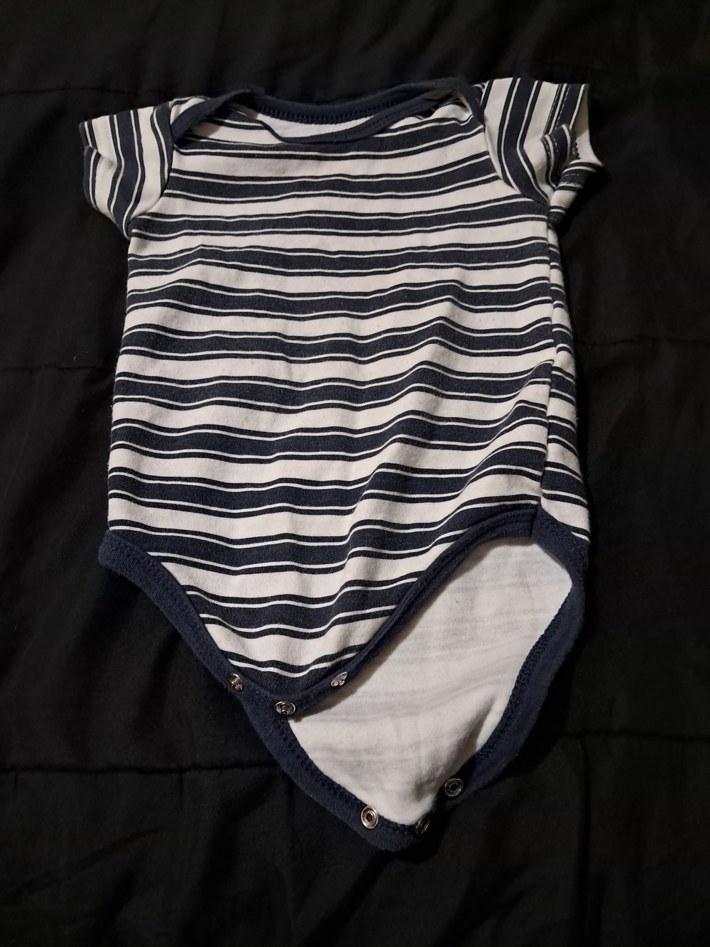Hudson Baby Navy and White Striped One-Piece Bodysuit
